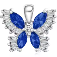 wholesale 925 Sterling Silver Birthstone Butterfly Necklace for Women-09-Sept-Sapphire Blue Without Chain