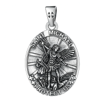 wholesale 925 Sterling Silver Patron Saint Medal Amulet Necklace for Men 2 5mm 22 +2 Chain-A17-Saint Michael Without Chain