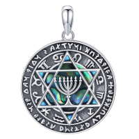 wholesale 925 Sterling Silver Star of David & Menorah Pendant Necklace - Jewish Messianic Seal Protection Jewelry for Hanukkah Gift-Star of David-Menorah Without Chain
