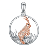 wholesale 925 Sterling Silver Rose Gold Plated Highland Cow Landscape Pendant Necklace for Women and Girls-goat Without Chain