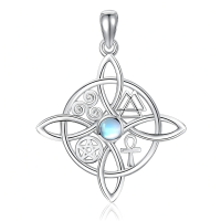wholesale 925 Sterling Silver Moissanite Witches Knot Necklace Witch Jewelry for Women-A-Moonstone(White Gold Plated)-A-Moonstone(White Gold Plated) Without Chain