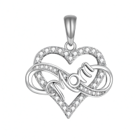 wholesale 925 Sterling Silver Heart Infinity Love Pendant Necklace-Mom Heart Necklace Without Chain