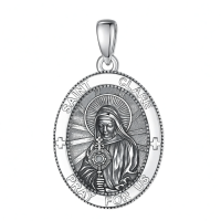 wholesale 925 Sterling Silver Patron Saint Medal Amulet Necklace for Men 2 5mm 22 +2 Chain-A45-Saint Clare Without Chain