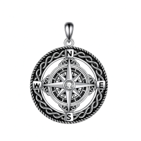 wholesale 925 Sterling Silver Compass Pendant Necklace Wholesale With Crystal Center-compass-2 Without Chain