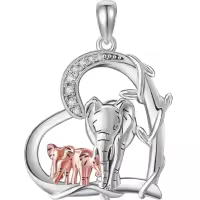 wholesale 925 Sterling Silver Elephant Family Pendant Necklaces - Cute Animal Love Gifts for Women and Mothers-Elephant Without Chain