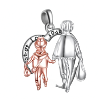 wholesale 925 Sterling Silver Rose Gold Brother Sister Love Forever Heart Pendant Necklace-Brothers and sisters Without Chain