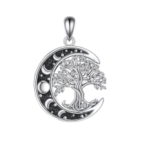 wholesale 925 Sterling Silver Moon Tree Of Life Pendant-tree of life Without Chain