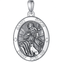 wholesale 925 Sterling Silver Patron Saint Medal Amulet Necklace for Men 2 5mm 22 +2 Chain-A39-Saint Roch Without Chain