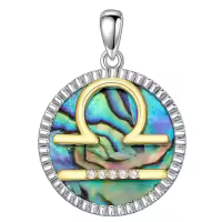 wholesale 925 Sterling Silver Libra Zodiac Sign Abalone Shell & Natural Cubic Zirconias Pendant Necklaces Wholesale for Women Girls s (Libra)-Libra(9.23-10.22) Without Chain