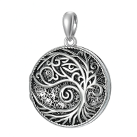 wholesale 925 Sterling Silver Round Tree of Life Photo Locket Necklace with Chain Forever in My Heart Gift for Women/Men-Tree of Life Without Chain