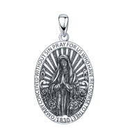 wholesale 925 Sterling Silver Miraculous Medal Pendant Necklace Wholesale Catholic Faith Jewelry For Women Gift-G02-Virgin Mary-Oxidized Without Chain