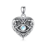 wholesale 925 Sterling Silver Evil Eye Heart Photo Locket Pendant Necklace Gifts for Women-Evil Eye Without Chain
