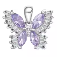 wholesale 925 Sterling Silver Birthstone Butterfly Necklace for Women-06-Jun-Alexandrite Purple Without Chain