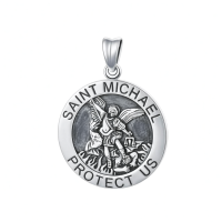 wholesale 925 Sterling Silver Saint Michael Protect Us Medal Necklace Catholic Religious s for Men Women Boys Girls-A-Saint Michael Without Chain