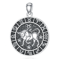 wholesale 925 Sterling Silver Taurus Zodiac Pendant Necklace Lab Created Moissanite Star Platinum Plated-Taurus Without Chain