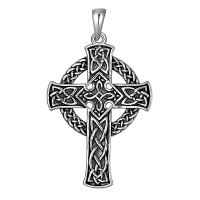 wholesale 925 Sterling Silver Celtic Cross Pendant Necklace for Men with 2.5mm 22 +2  Rolo Chain-B-style Without Chain