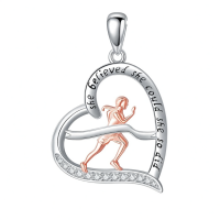 wholesale 925 Sterling Silver Running Girl Pendant Necklace with Inspirational Quote She Believed She Could So Did - Christmas Gift for Her-runner Without Chain