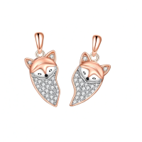 wholesale 925 Sterling Silver Fox Pendant Necklace Wholesale With Clear Cz Stones-fox Without Chain