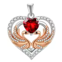 wholesale 925 Sterling Silver Rose Gold Plated Swan Birthstone Necklace for Women-01 Jan - Garnet Without Chain