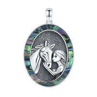 wholesale 925 Sterling Silver Horse & Girl Pendant Necklace for Women Gifts-Horse-2 Without Chain