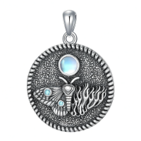 wholesale 925 Sterling Silver Butterfly Moonstone Pendant Necklace for Women - Unique Gifts for Mothers and Daughters on Birthdays & Christmas-20-Moth Necklace Without Chain
