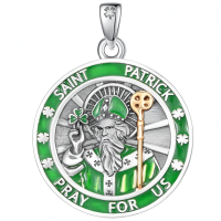 wholesale 925 Sterling Silver Patron Saint Medal Amulet Necklace for Men 2 5mm 22 +2 Chain-A32-Saint Patrick Without Chain