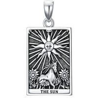 wholesale 925 Sterling Silver Sun Tarot Necklace , 17.5mm Pendant, Adjustable 22-24 Chain, Jewelry Gift for Men & Women-Sun Without Chain