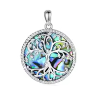 wholesale 925 Sterling Silver Abalone Shell Tree of Life Pendant Necklace-Tree of Life Necklace Without Chain
