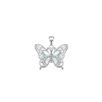 wholesale 925 Sterling Silver Butterfly Urn Necklace With Opal Inlay-A-Opal Necklace Without Chain