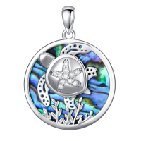 wholesale 925 Sterling Silver Sea Life Jewelry Set: Turtle & Starfish Charm Necklaces for Women - Unique Ocean Gift Ideas-B-Turtle Without Chain