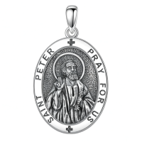 wholesale 925 Sterling Silver Saint Peter Pendant Necklace For Men-I Saint Peter Necklace Without Chain