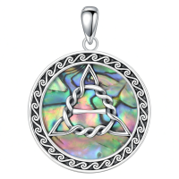 wholesale 925 Sterling Silver Abalone Shell Celtic Knot Pendant Necklace s for Women-therian necklace Without Chain