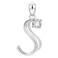 wholesale 925 Sterling Silver 26 Alphabet Pendant Necklace Jewelry-Letter S Without Chain