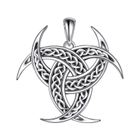 wholesale 925 Sterling Silver Celtic Knot Trinity Horns Pendant Necklace-Triple Odin Horns Without Chain