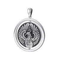 wholesale 925 Sterling Silver Phoenix Locket Necklace with Rotatable Coin for Men & Women - Birthday/Christmas Gift (22 Chain)-Chain Without Chain