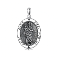 wholesale 925 Sterling Silver  Oval Saint Jude Pendant Necklaces for Men & Women-L Saint Jude Necklace Without Chain