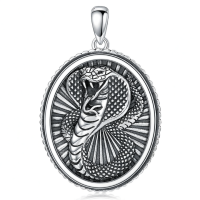 wholesale 925 Sterling Silver Cobra Snake Pendant Necklace-Snake 01 Without Chain
