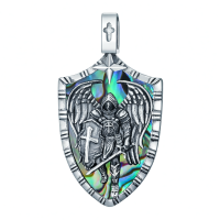 wholesale 925 Sterling Silver Archangel Michael Pendant Necklace Wholesale With Chain-A-St Michael Necklace Shield Charm(Abalone Shell) Without Chain