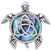 wholesale 925 Sterling Silver Abalone Shell Sea Turtle Tree of Life Compass Pendant Necklace for Women Mom Ocean Lover -05-Turtle with celtic knot Without Chain