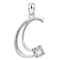 wholesale 925 Sterling Silver 26 Alphabet Pendant Necklace Jewelry-Letter C Without Chain