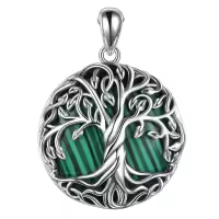 wholesale 925 Sterling Silver Abalone Shell Tree of Life Pendant Necklace - Irish s for Women-Malachite Tree Pendant Without Chain