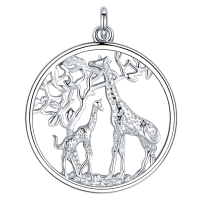 wholesale 925 Sterling Silver Lovers Giraffe Couple Pendant Necklace Wholesale Gift-A-Silver Without Chain