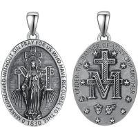 wholesale 925 Sterling Silver Admetus Patron Saint Necklace | Amulet Cross Jewelry for Men with 2.5mm 22+2 Rolo Chain -50-Miraculous Medal Without Chain