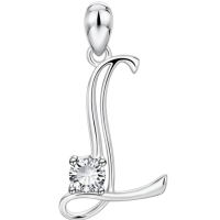wholesale 925 Sterling Silver 26 Alphabet Pendant Necklace Jewelry-Letter L Without Chain