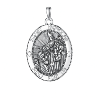 wholesale 925 Sterling Silver Patron Saint Medal Amulet Necklace for Men 2 5mm 22 +2 Chain-A49-Saint Nicholas Without Chain