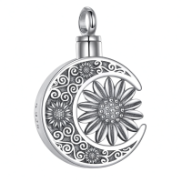 wholesale 925 Sterling Silver Moon And Sunflower Diffuser Pendant Necklace-A-sunflower Without Chain
