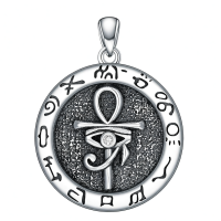 wholesale 925 Sterling Silver Egyptian Ankh Eye of Horus and Anubis Pendant Necklaces for Men & Women-B01-Ankh Eye of Horus Without Chain