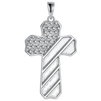 wholesale 925 Sterling Silver American Flag Cross Pendant Necklace With Cz Star Stones-American Flag Cross Ⅰ Without Chain