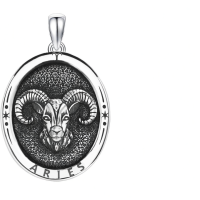 wholesale 925 Sterling Silver Aries Zodiac Sign Necklace with Ram Head Pendant and Constellation Charm -  (24)-Aries Without Chain