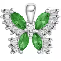 wholesale 925 Sterling Silver Birthstone Butterfly Necklace for Women-05-May-Emerald Green Without Chain